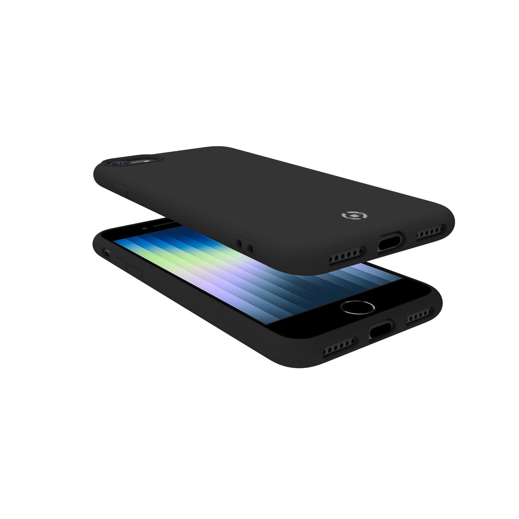 Celly Cromo - Cover per cellulare - TPU (poliuretano termoplastico), rivestimento in silicone - nero - per Apple iPhone 6, 6s, 7, 8, SE (2ª gen), SE (3rd generation)