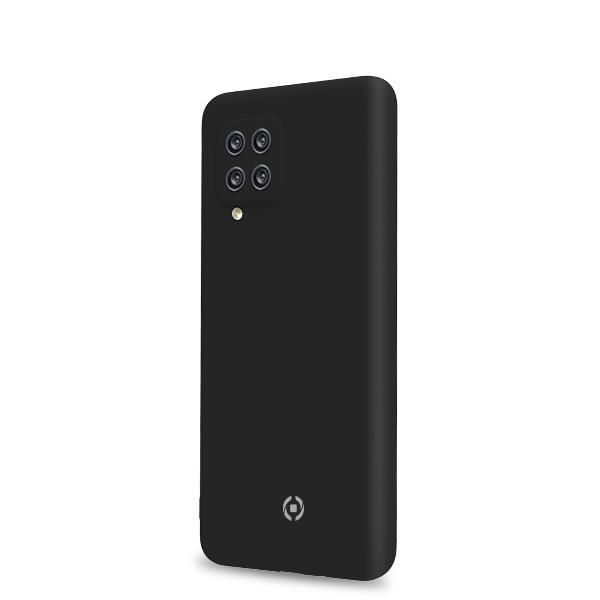 Celly Cromo - Cover per cellulare - TPU (poliuretano termoplastico), rivestimento in silicone - nero - per Samsung Galaxy A12