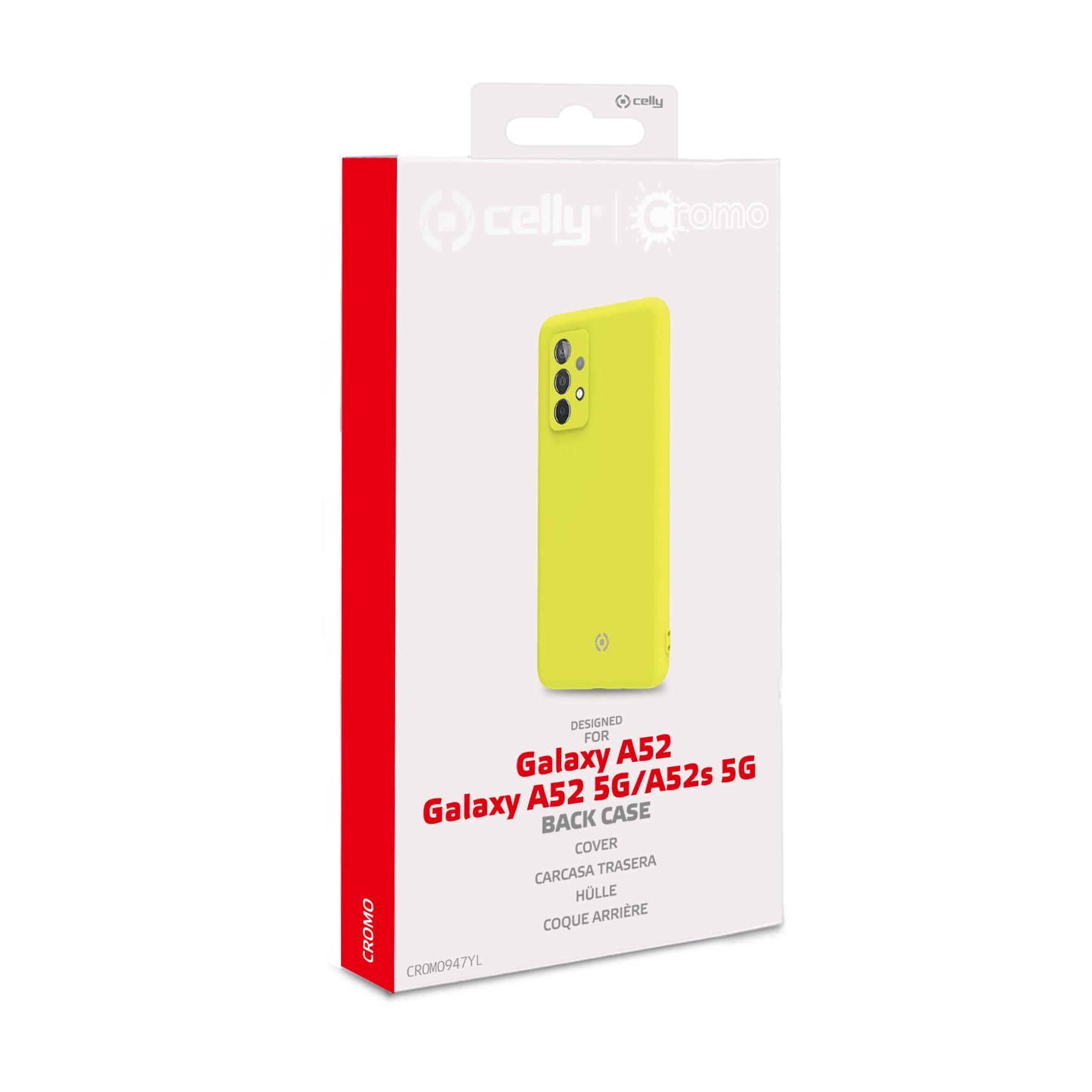 Celly Cromo - Cover per cellulare - TPU (poliuretano termoplastico) - giallo - per Samsung Galaxy A52, A52 5G, A52s 5G