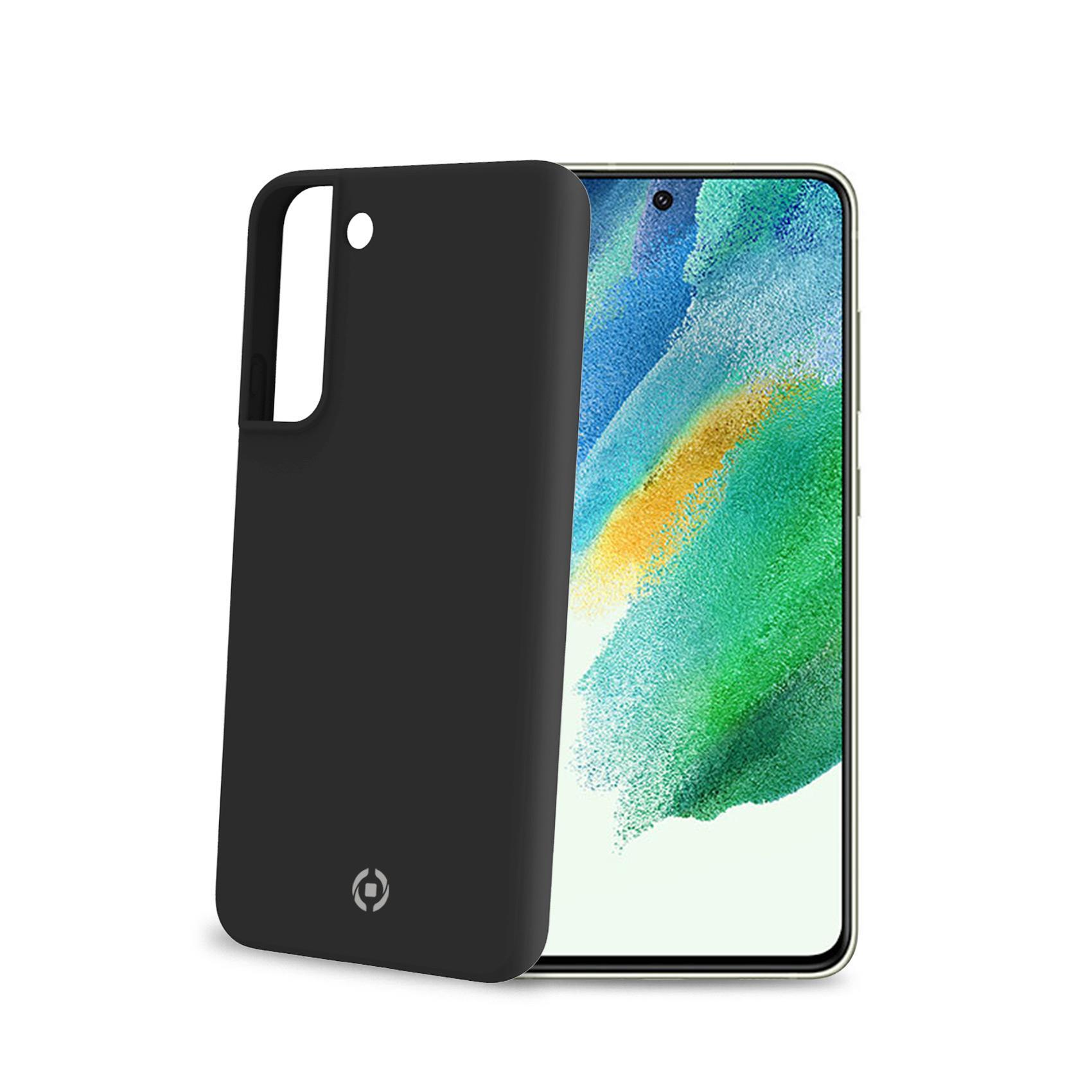 Celly Cromo - Cover per cellulare - TPU (poliuretano termoplastico), rivestimento in silicone - nero - per Samsung Galaxy S21 FE 5G