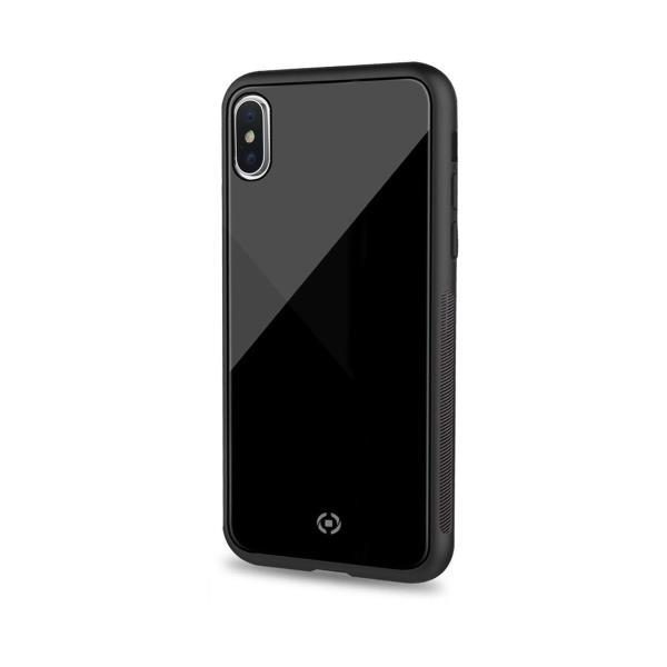 Celly DIAMOND - Cover per cellulare - vetro temperato, TPU (poliuretano termoplastico) - nero - per Apple iPhone X, XS