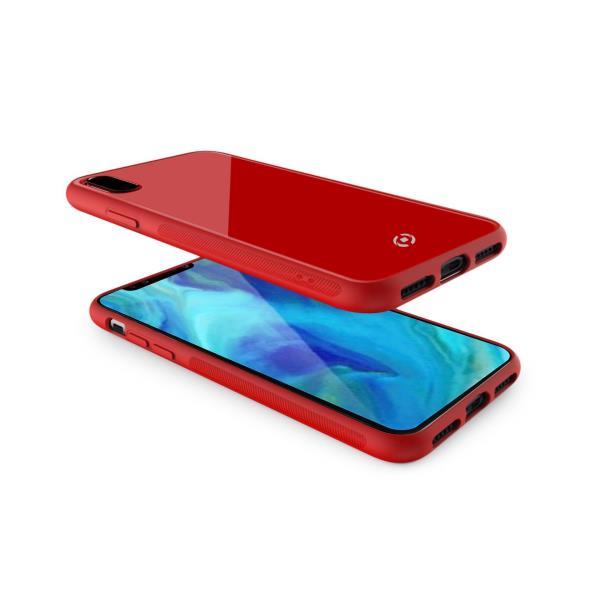 Celly DIAMOND - Cover per cellulare - vetro temperato, TPU (poliuretano termoplastico) - rosso - per Apple iPhone XR