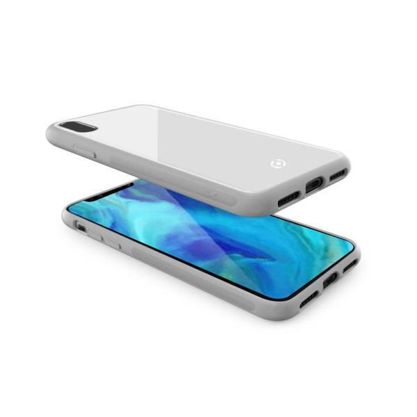 Celly DIAMOND - Cover per cellulare - vetro temperato, poliuretano termoplastico morbido (TPU) - bianco - 6.1" - per Apple iPhone XR