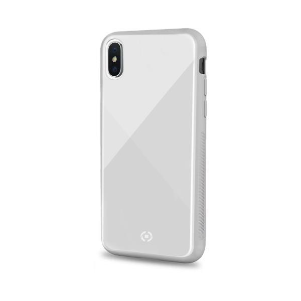 Celly DIAMOND - Cover per cellulare - vetro temperato, TPU (poliuretano termoplastico) - bianco - per Apple iPhone XS Max