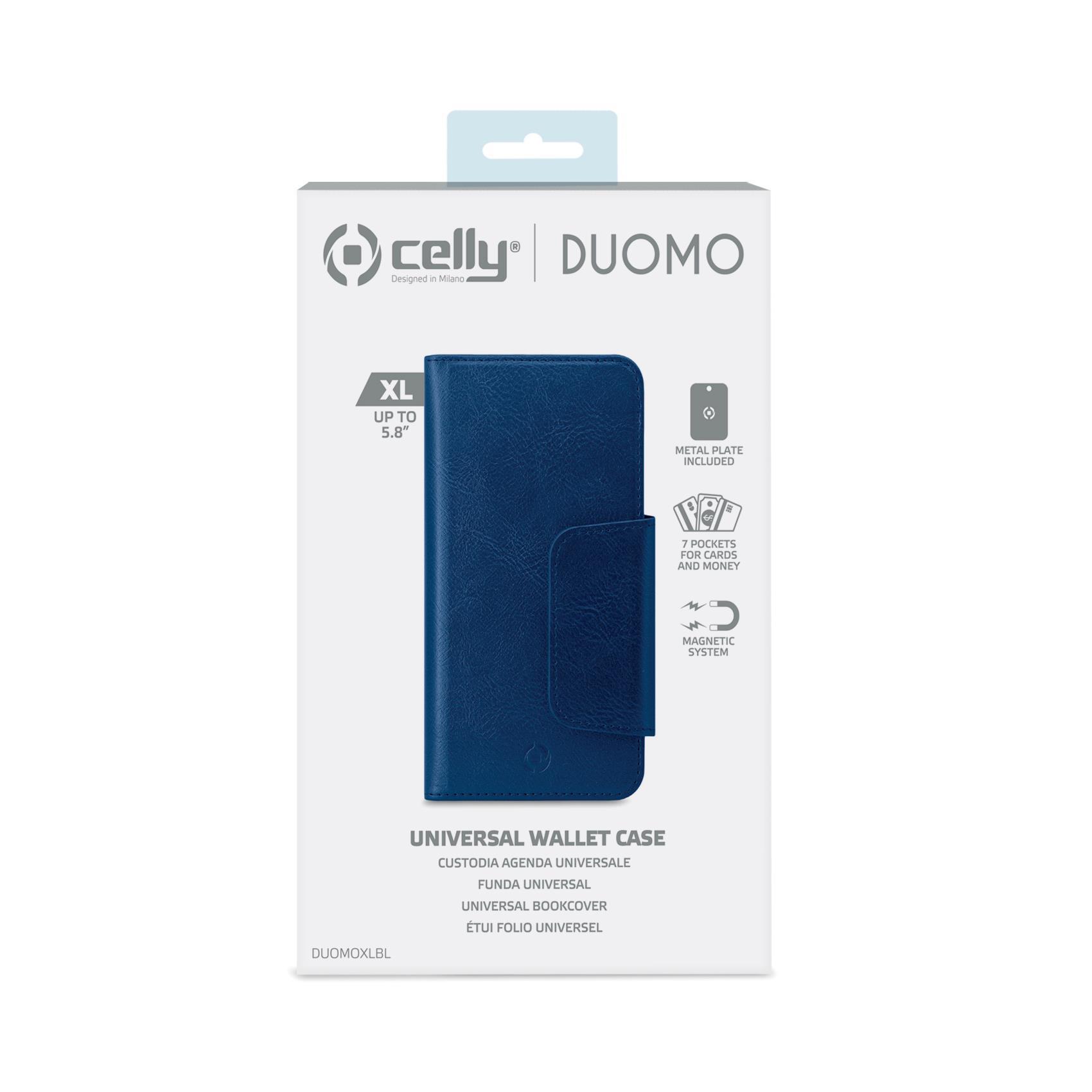 Celly Duomo - Flip cover per cellulare - similpelle - blu - 5.8"