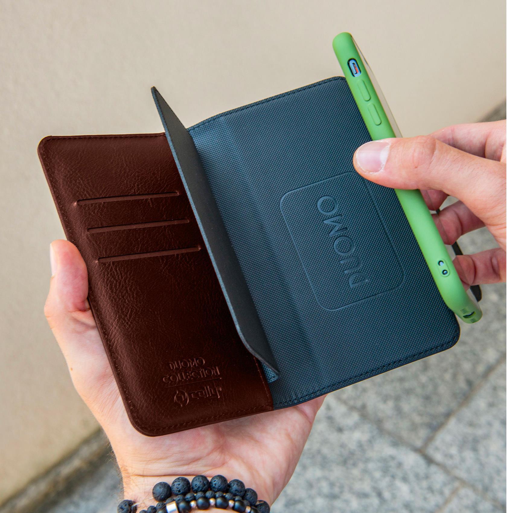 Celly Duomo - Flip cover per cellulare - similpelle - marrone - 5.8"