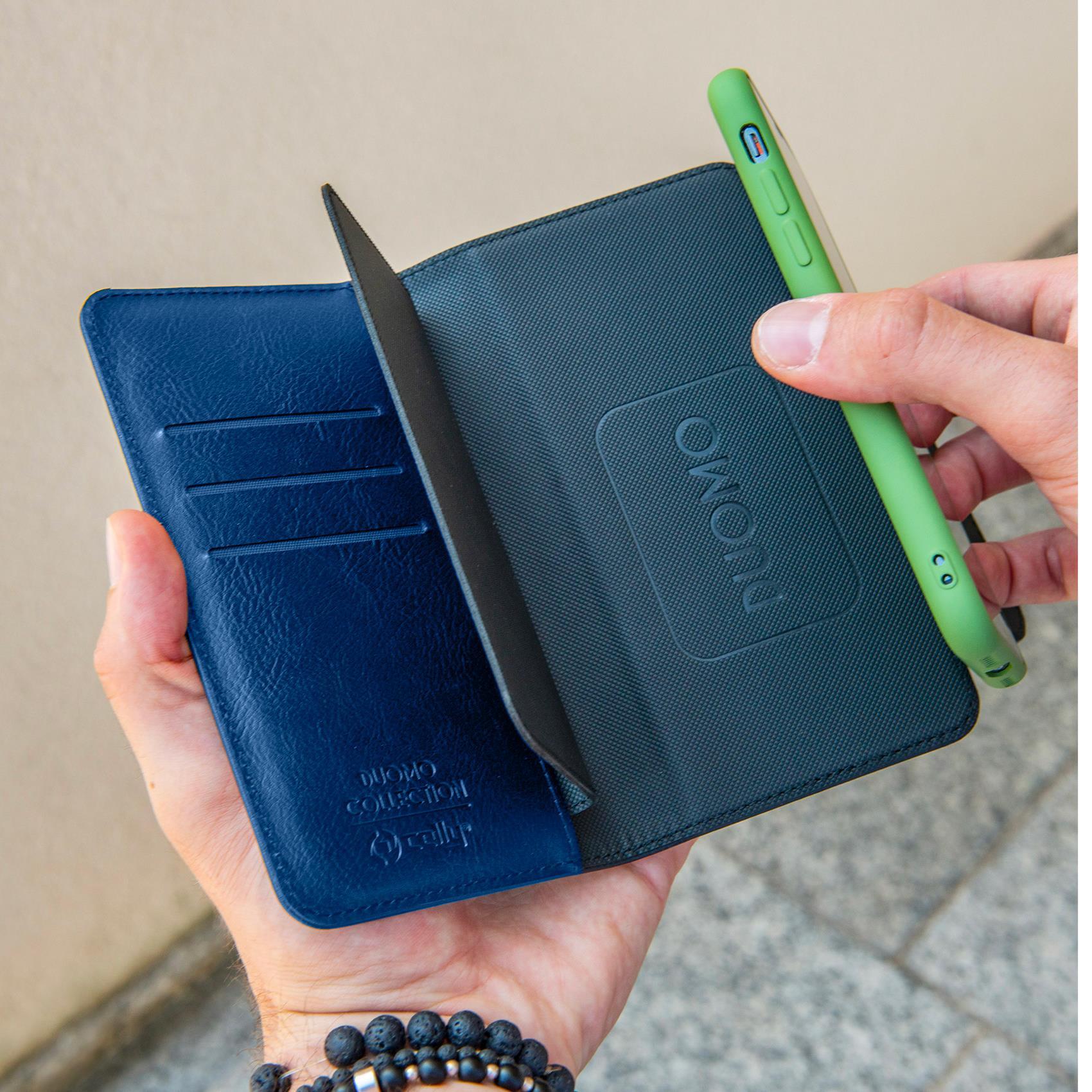 Celly Duomo - Flip cover per cellulare - similpelle - blu - 6.5"