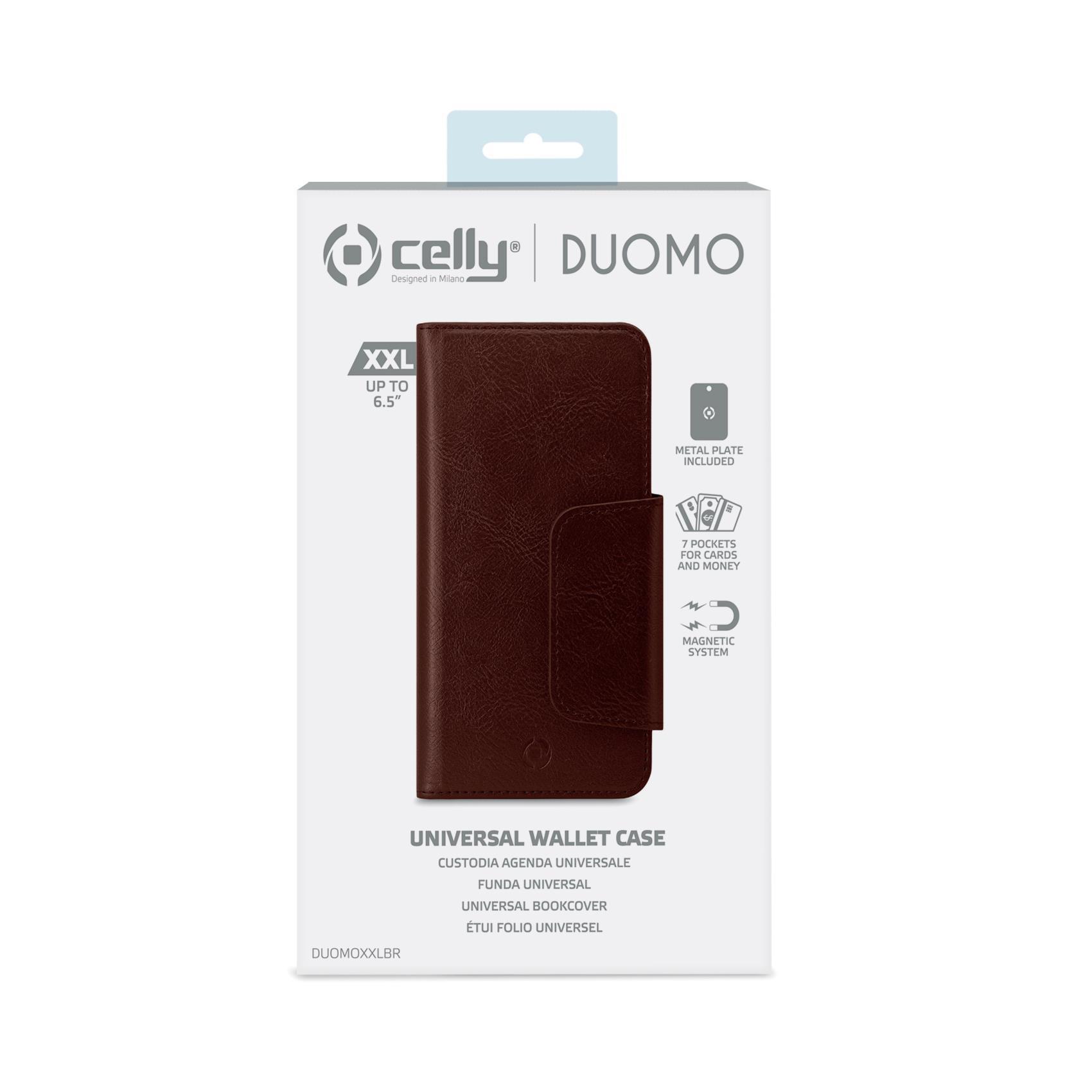 Celly Duomo - Flip cover per cellulare - TPU (poliuretano termoplastico) - marrone - 6.5"