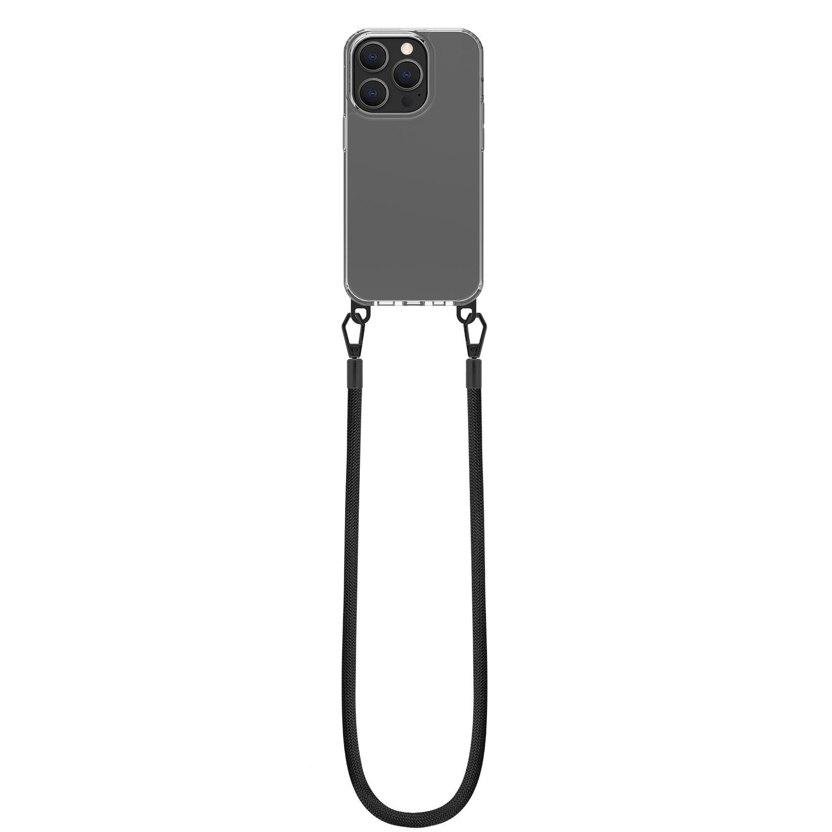 Celly Freedom - Cover per cellulare - with black lacet - policarbonato, TPU (poliuretano termoplastico) - trasparente - per Apple iPhone 14 Pro