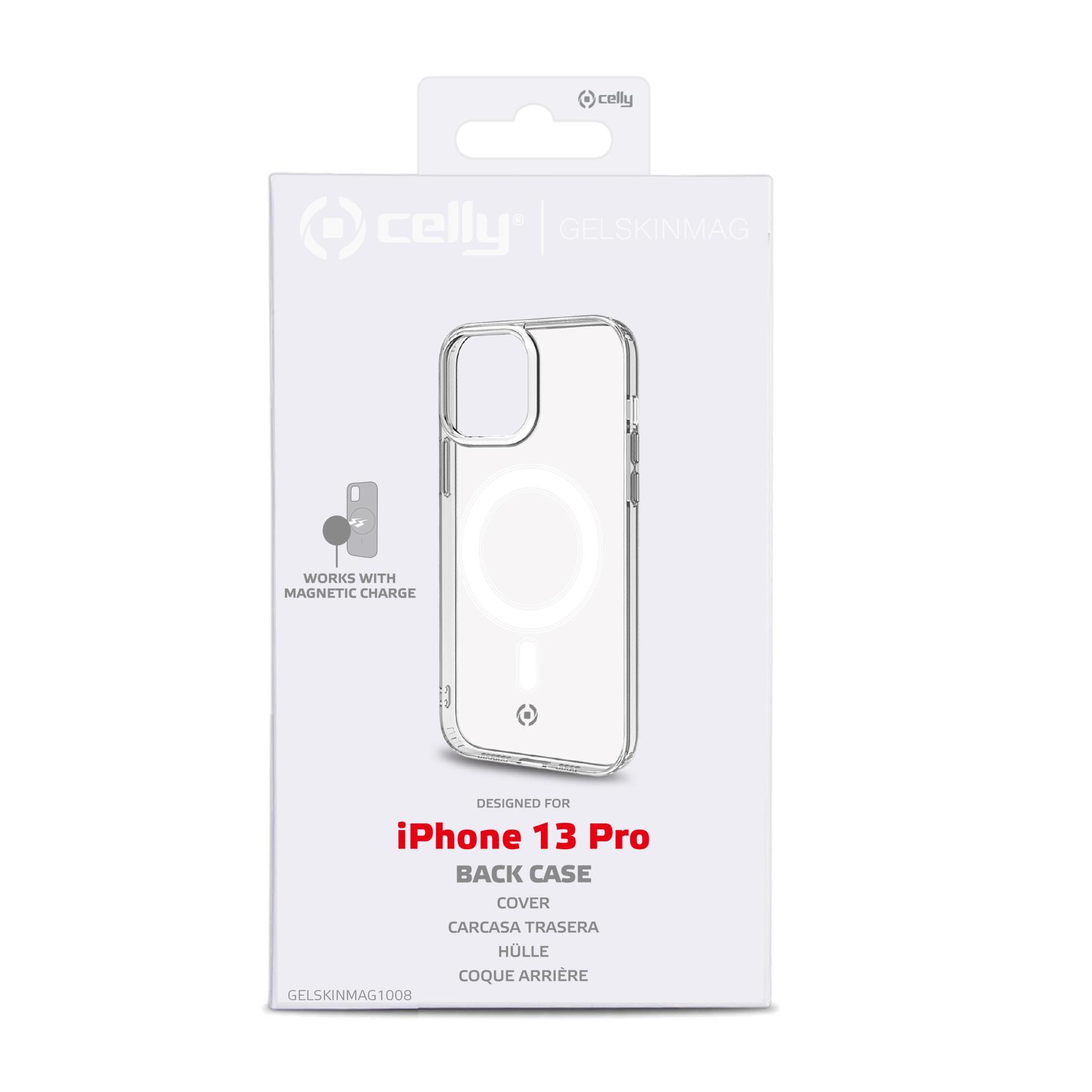 Celly GelskinMag - Cover per cellulare - policarbonato, TPU (poliuretano termoplastico) - trasparente - per Apple iPhone 13 Pro