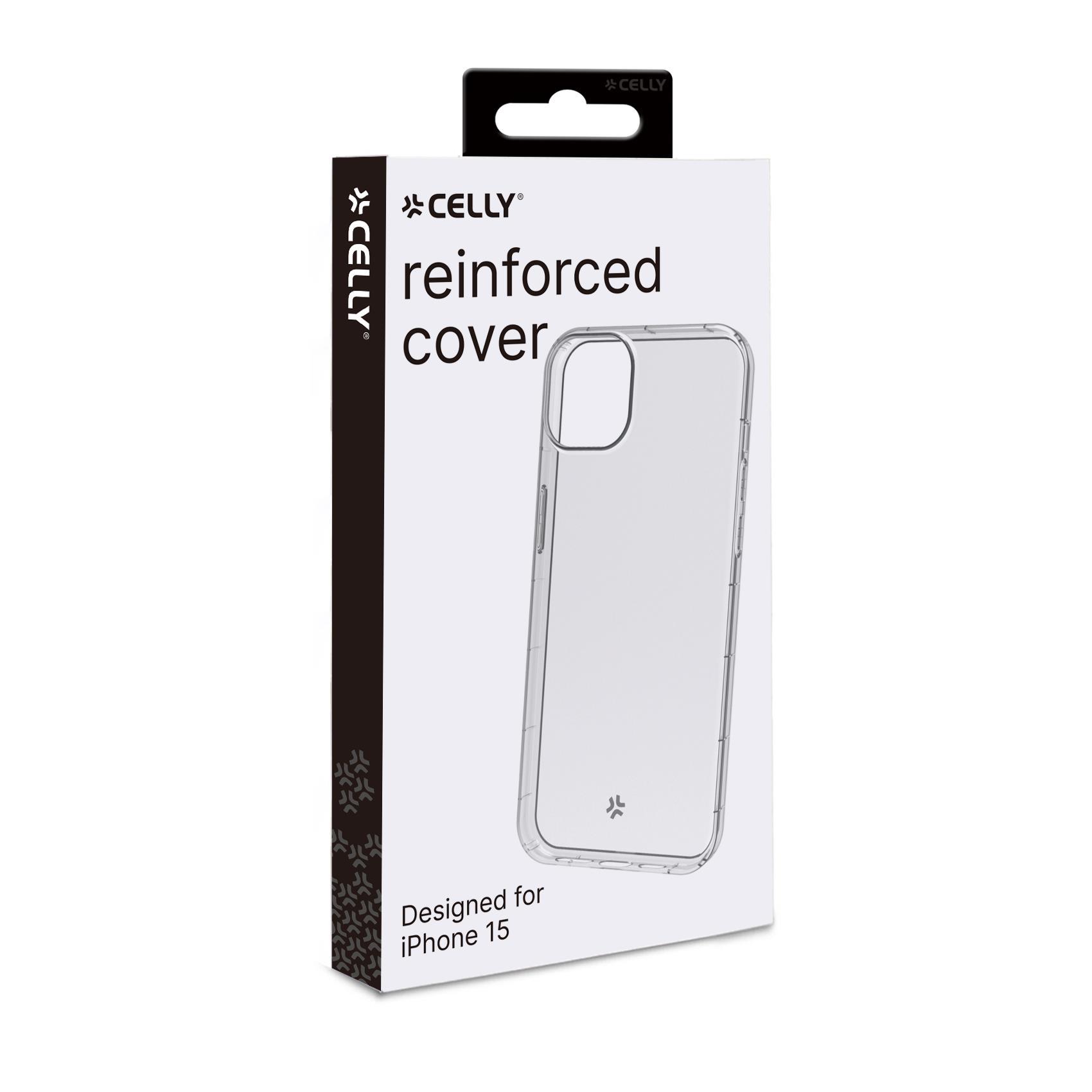 Celly HEXAGEL - Cover per cellulare - policarbonato, TPU (poliuretano termoplastico) - trasparente - per Apple iPhone 15