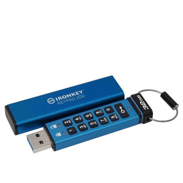 Kingston IronKey Keypad 200 - Chiavetta USB - crittografato - 32 GB - USB 3.2 Gen 1