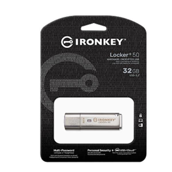 Kingston IronKey Locker+ 50 - Chiavetta USB - crittografato - 32 GB - USB 3.2 Gen 1