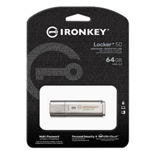 Kingston DataTraveler Locker+ - Chiavetta USB - crittografato - 64 GB - USB 3.2 Gen 1