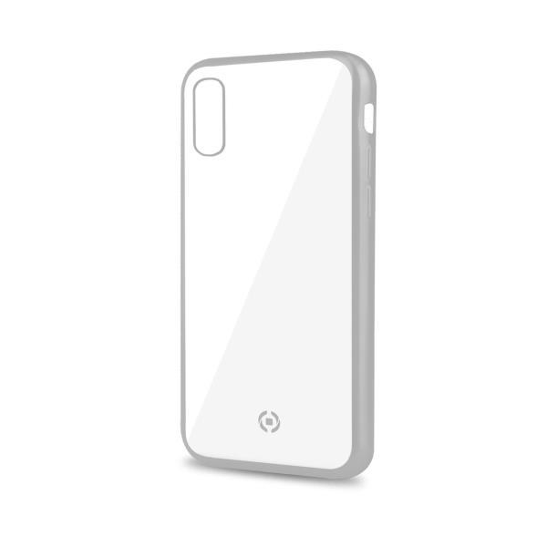 Celly Laser Matt - Cover per cellulare - gomma, TPU (poliuretano termoplastico) - argento, trasparente - per Apple iPhone XS Max