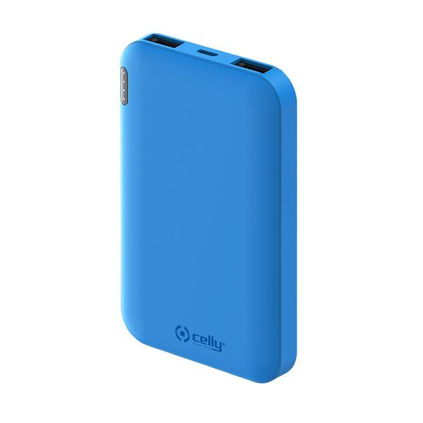 Celly Energy - Powerbank - 5000 mAh - 18.5 Wh - 2.1 A - 2 connettori di uscita (USB) - blu