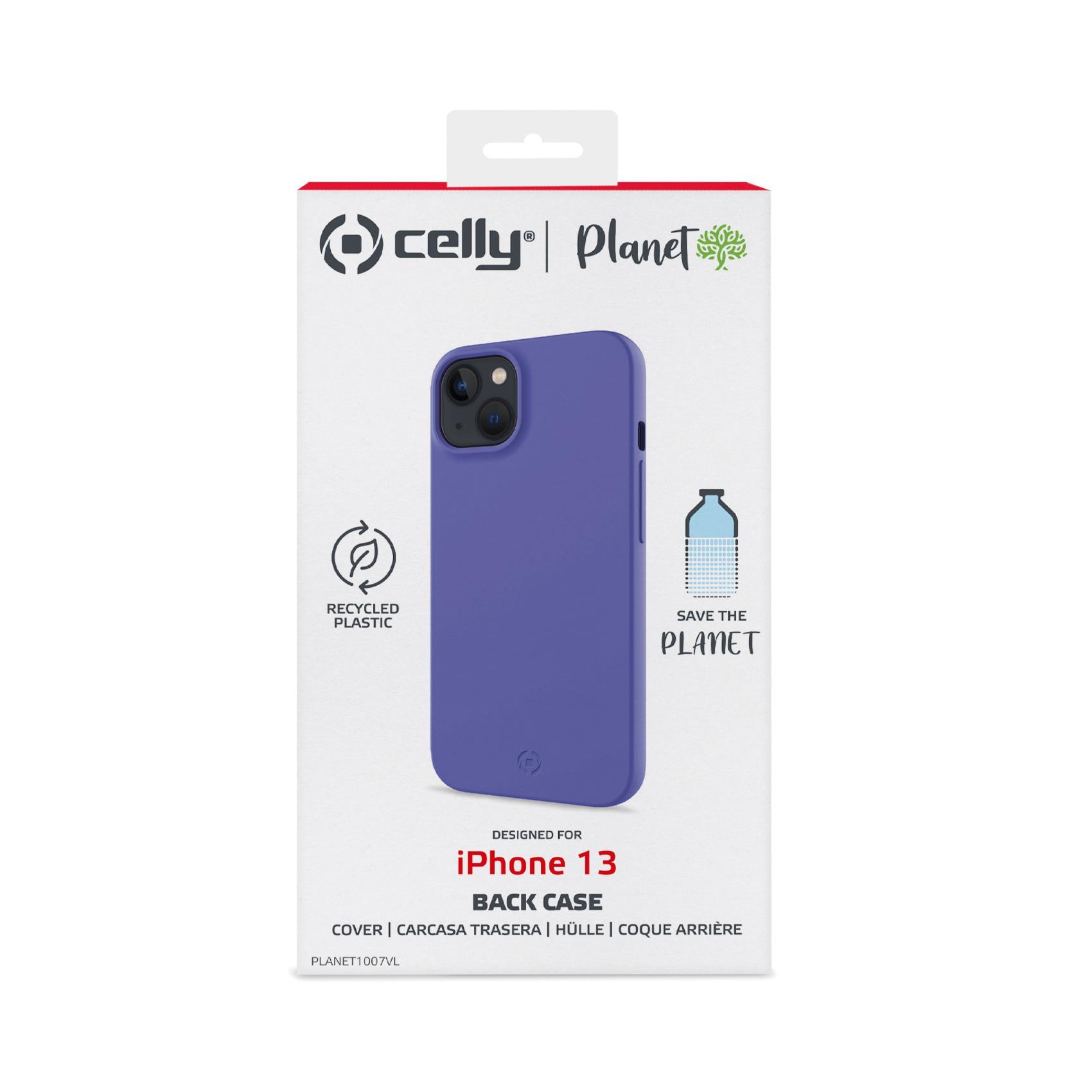 Celly PLANET - Cover per cellulare - poliuretano termoplastico (TPU) riciclato al 100% - viola - per Apple iPhone 13