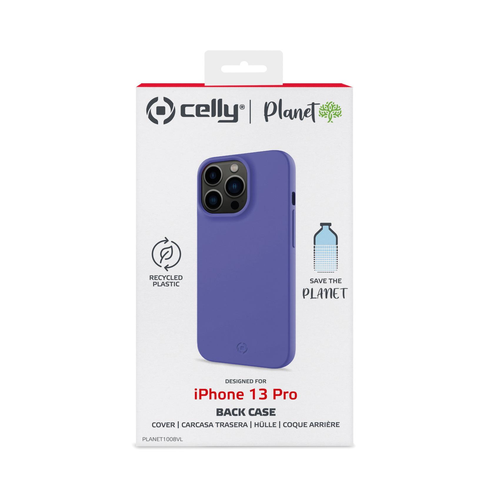 Celly PLANET - Cover per cellulare - poliuretano termoplastico (TPU) riciclato al 100% - viola - per Apple iPhone 13 Pro