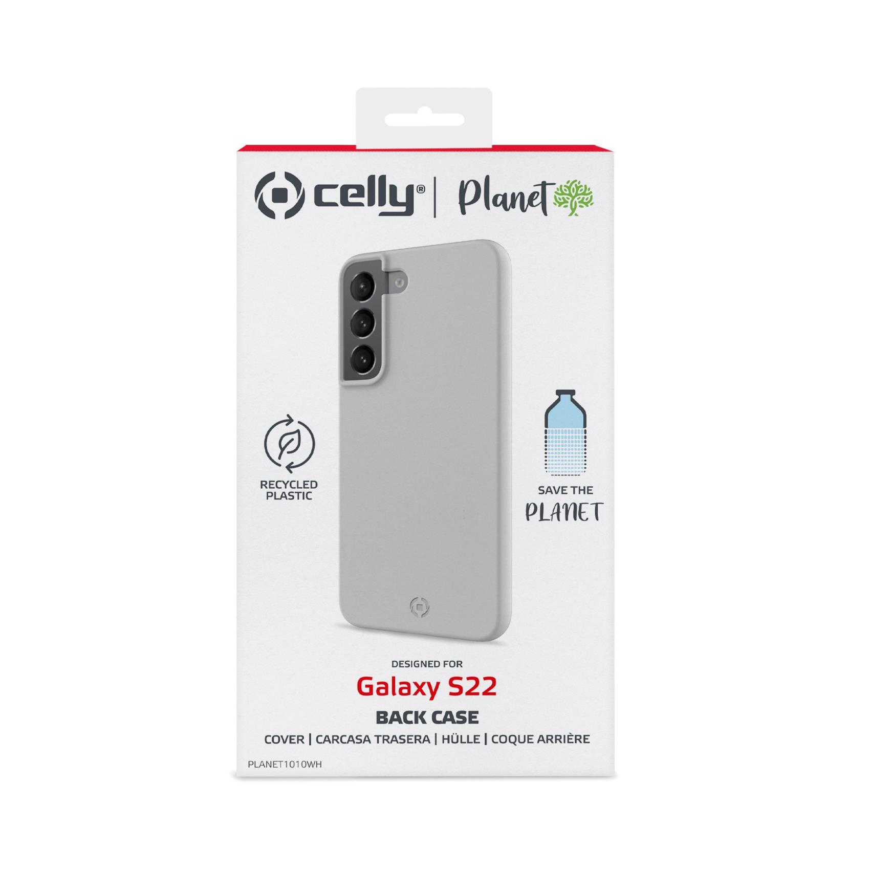 Celly PLANET - Cover per cellulare - poliuretano termoplastico (TPU) riciclato al 100% - bianco - per Samsung Galaxy S22