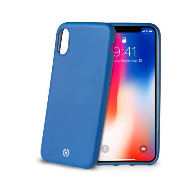 Celly Soft Matt Smart Care - Cover per cellulare - TPU (poliuretano termoplastico) - blu - per Apple iPhone X, XS