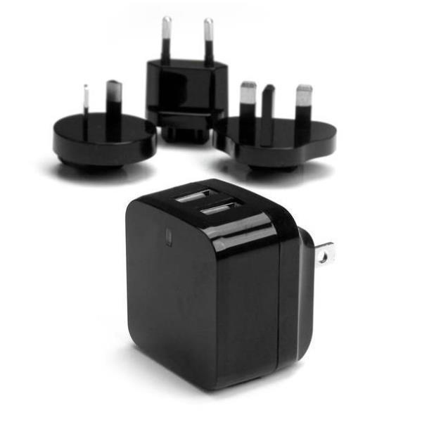 StarTech.com Caricabatterie da Muro a doppia porta x2 USB ad alta potenza ( 17W / 3.4 Amp ) Alimentatore USB da viaggio (Internazionale) - Alimentatore - 17 Watt - 3.4 A - 2 connettori di uscita (USB) - nero - per P/N: USBLT1MWS, USBLT2MBR, USBLT2MW, USBL
