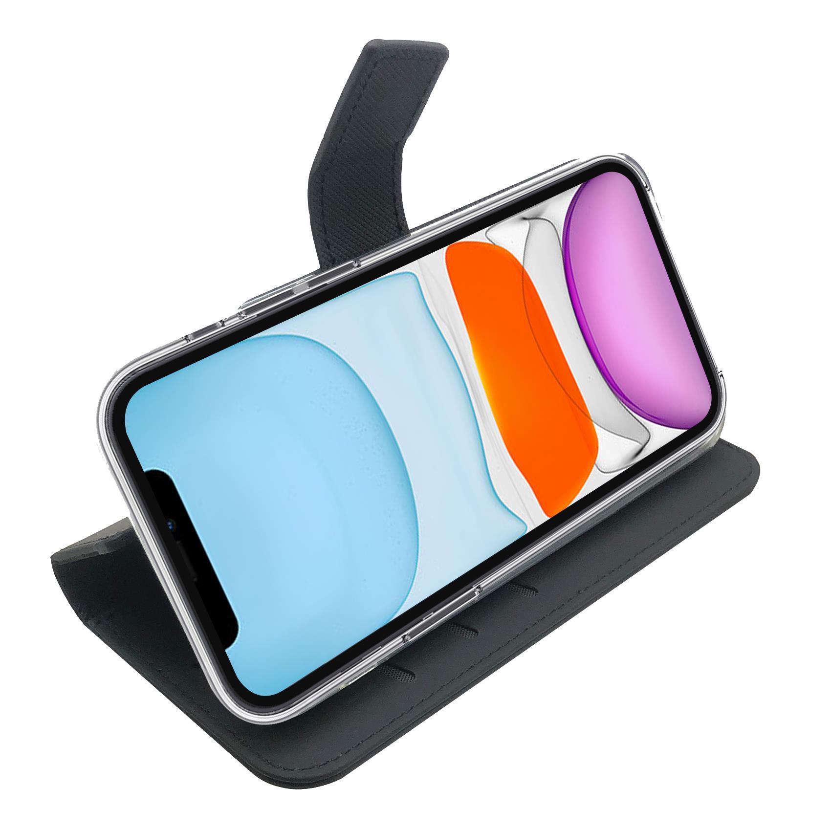 Celly Wally - Flip cover per cellulare - similpelle - nero - per Apple iPhone 11