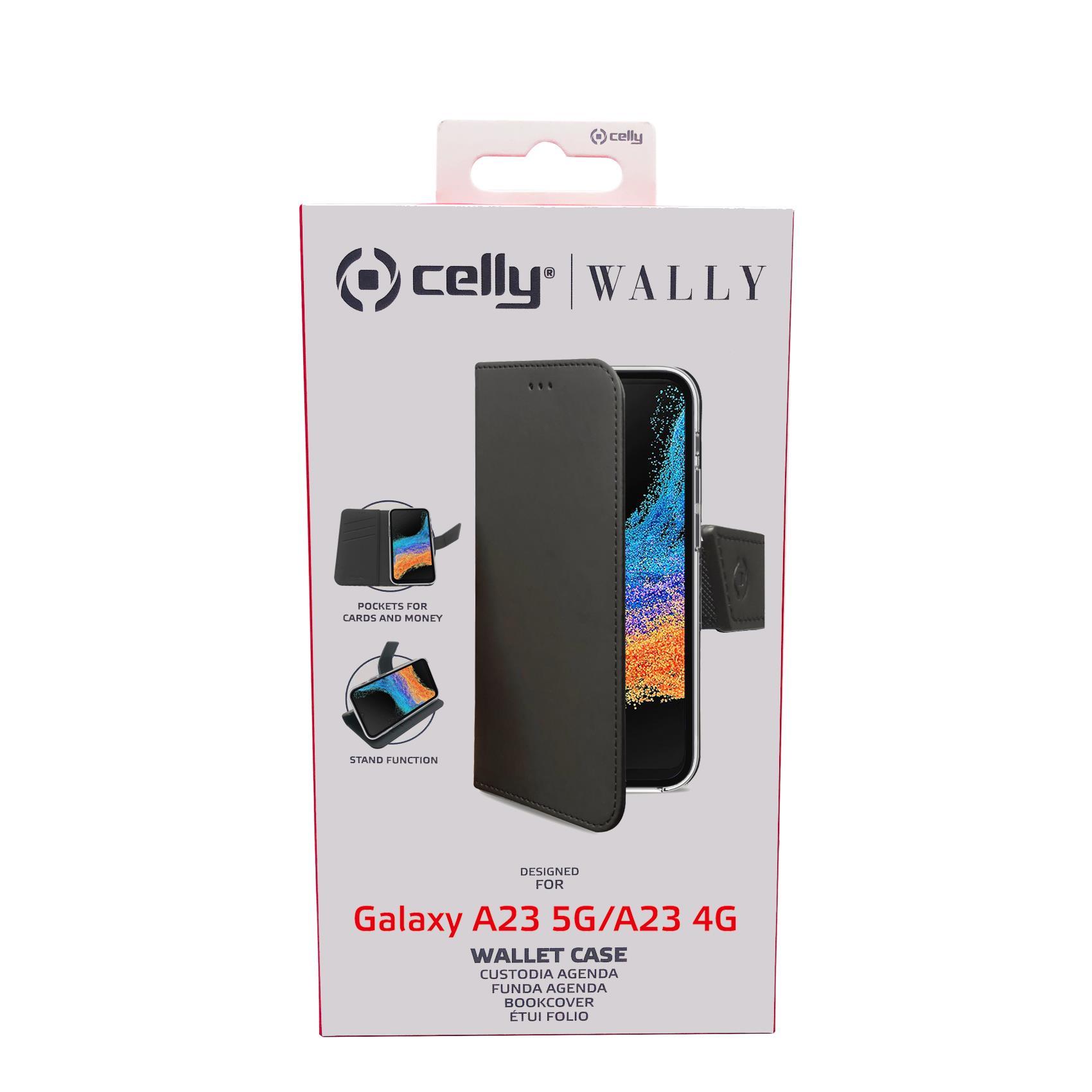 Celly Wally - Flip cover per cellulare - similpelle - nero - per Samsung Galaxy A23 5G