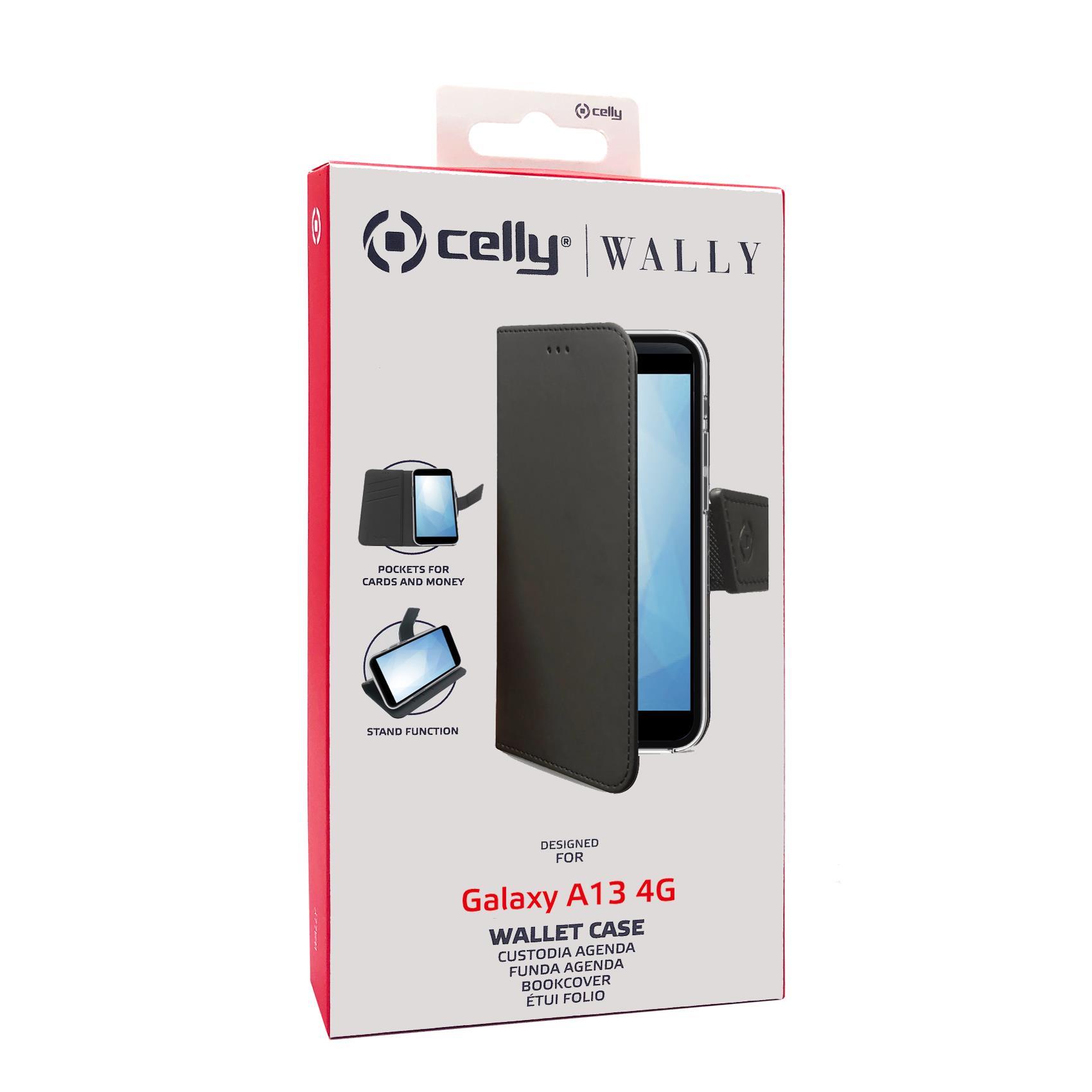 Celly Wally - Flip cover per cellulare - similpelle - nero - per Samsung Galaxy A13