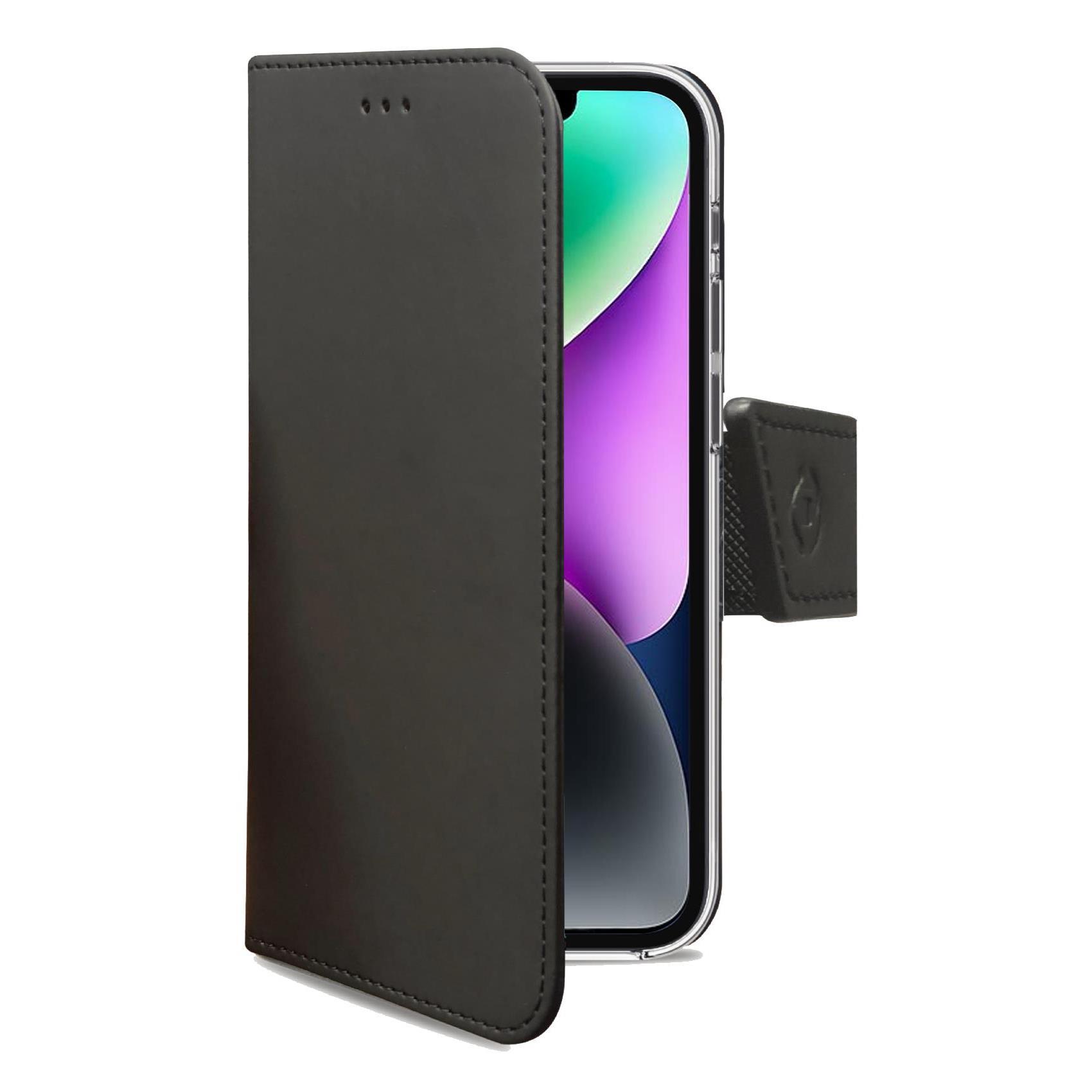 Celly Wally - Flip cover per cellulare - similpelle - nero - per Apple iPhone 14