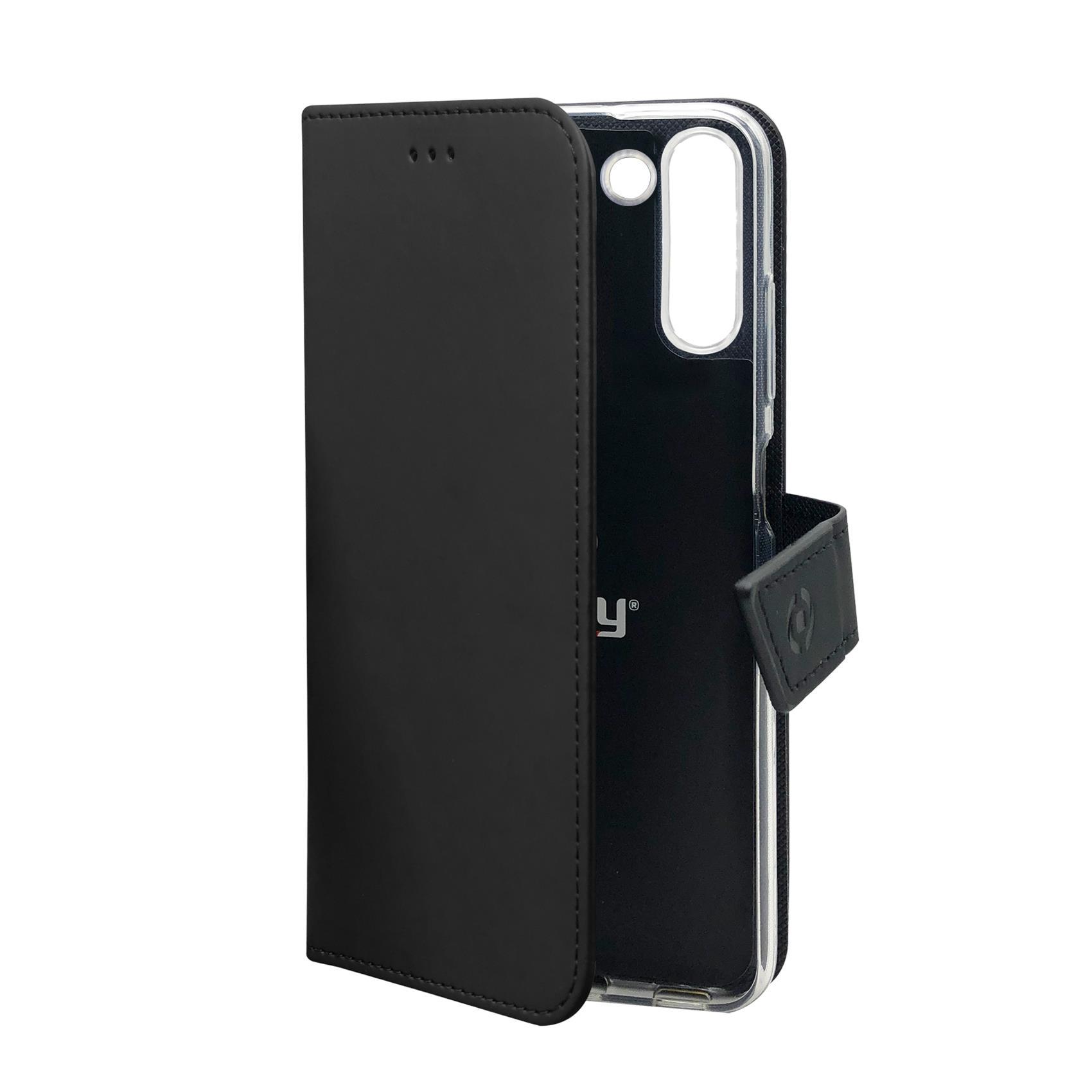 Celly Wally - Flip cover per cellulare - similpelle - nero - per Samsung Galaxy S23
