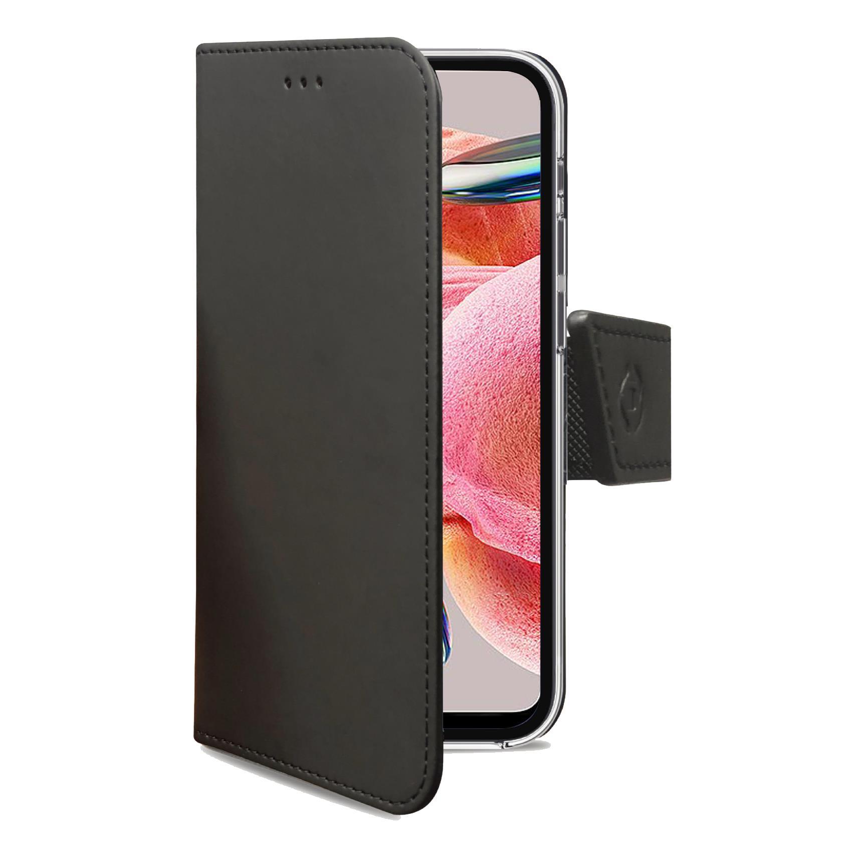 Celly Wally - Flip cover per cellulare - similpelle - nero - per Xiaomi Redmi Note 12