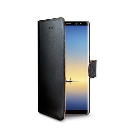 Celly Wally - Flip cover per cellulare - plastica, similpelle - nero - per Samsung Galaxy Note8