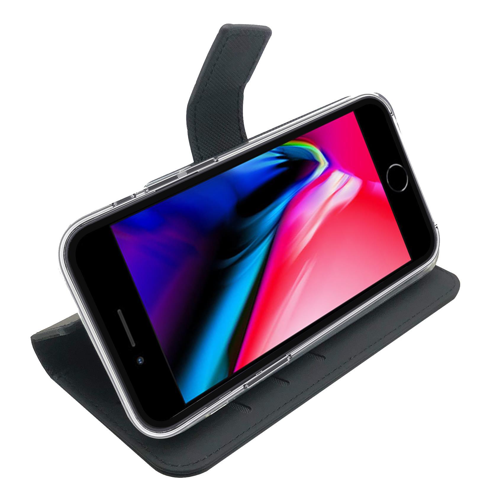 Celly WALLY800 - Flip cover per cellulare - plastica, similpelle - nero - per Apple iPhone 6, 6s, 8, SE (2ª gen), SE (3rd generation)