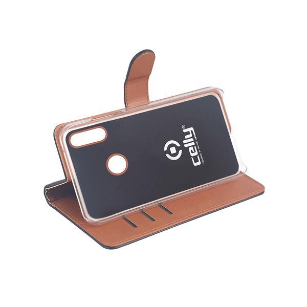 Celly Wally - Flip cover per cellulare - plastica, similpelle - nero - per Honor 10 Lite; Huawei P Smart 2019