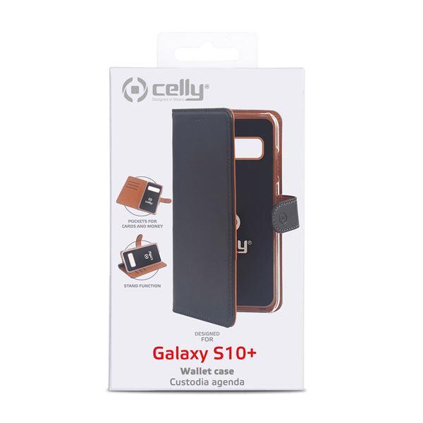 Celly Wally WALLY891 - Flip cover per cellulare - similpelle - nero - per Samsung Galaxy S10+
