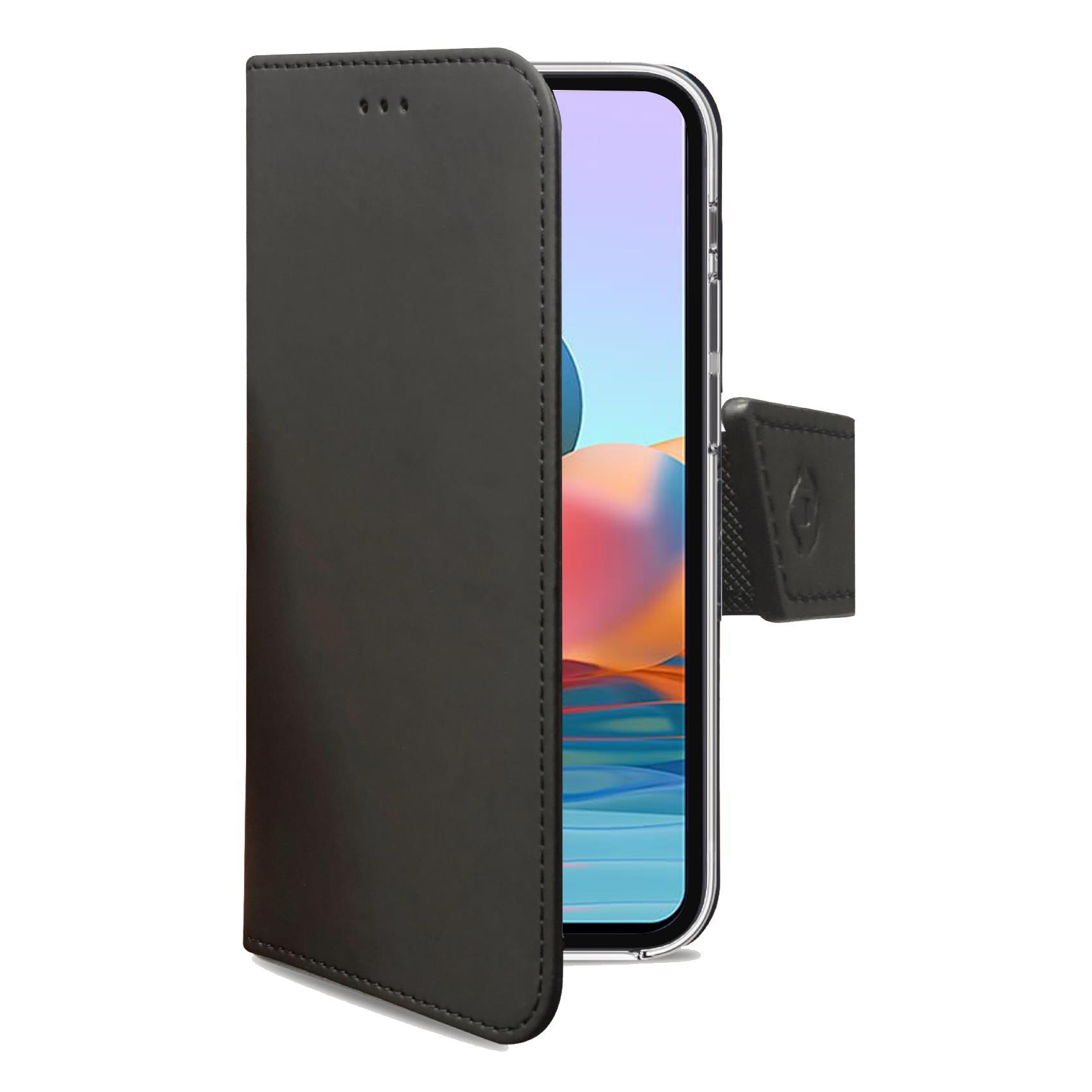 Celly Wally - Flip cover per cellulare - similpelle - nero - per Xiaomi Redmi Note 10 Pro