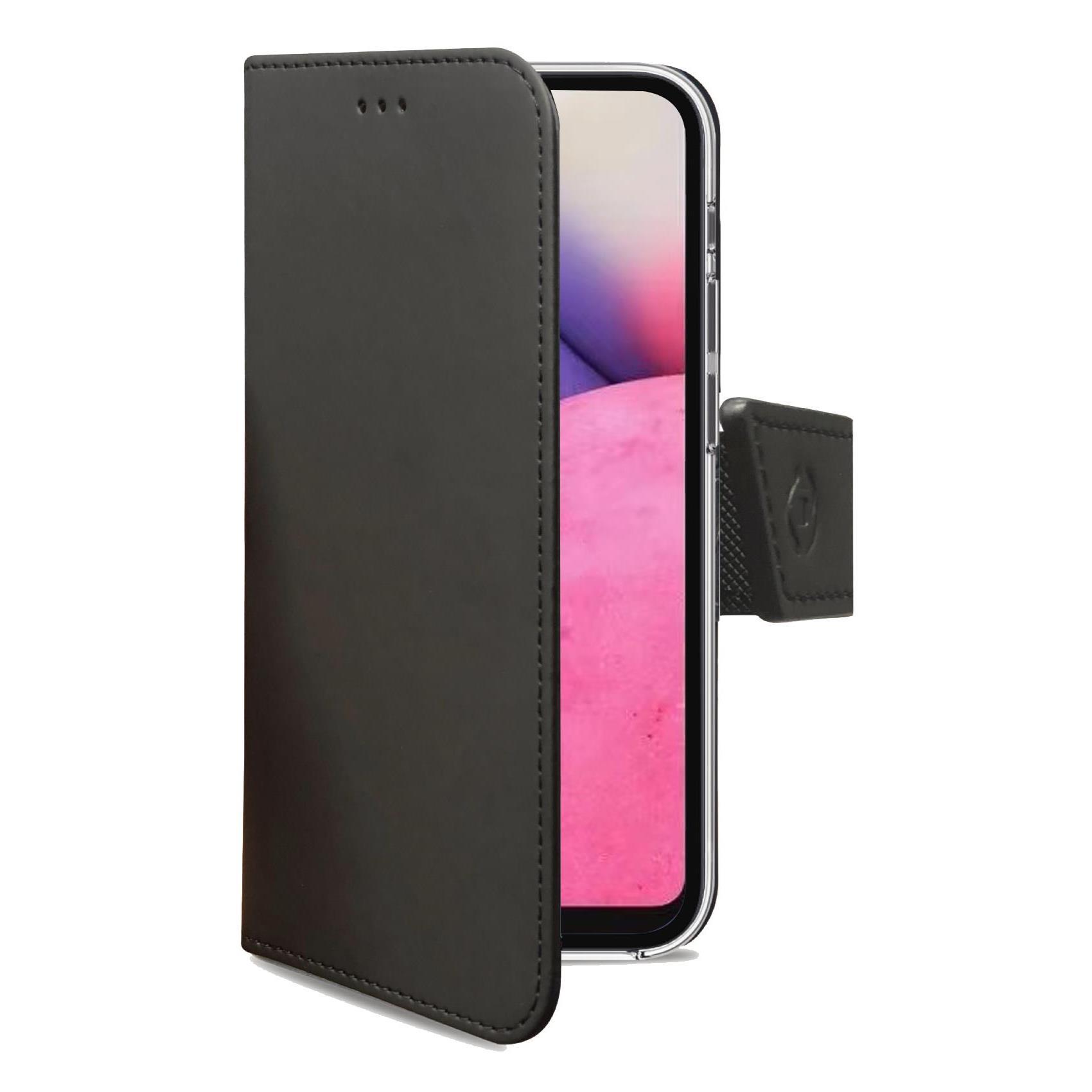 Celly Wally - Flip cover per cellulare - similpelle, plastica rigida stampata - nero - per Samsung Galaxy A33 5G