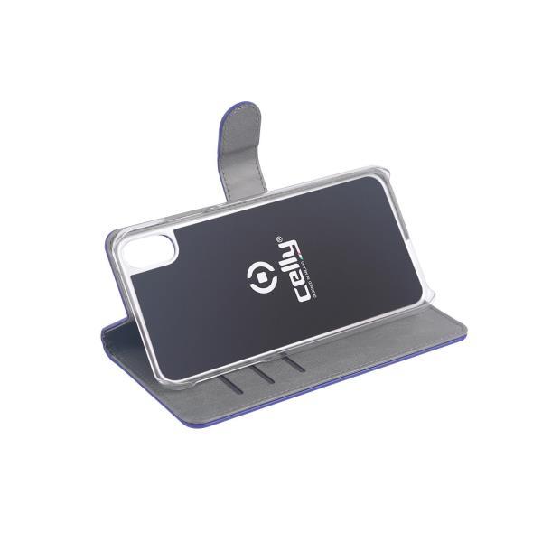 Celly Wally - Flip cover per cellulare - similpelle - blu - per Apple iPhone XR