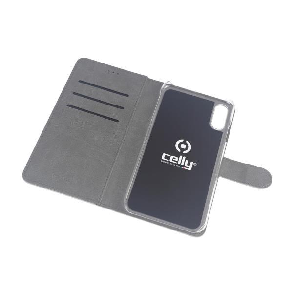 Celly Wally WALLY999WH - Flip cover per cellulare - ecopelle - bianco - per Apple iPhone XS Max