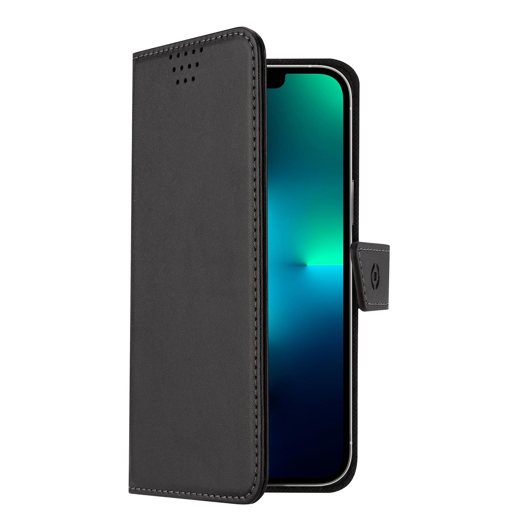 Celly Wallymag - Flip cover per cellulare - compatibile MagSafe - plastica, similpelle - nero - per Apple iPhone 14