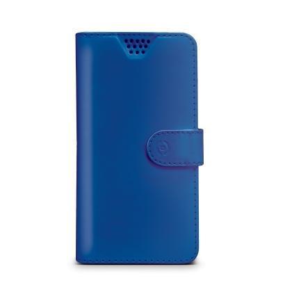 Celly Wally Unica - Flip cover per cellulare - finta pelle in poliuretano - blu - 5.5" - 6"