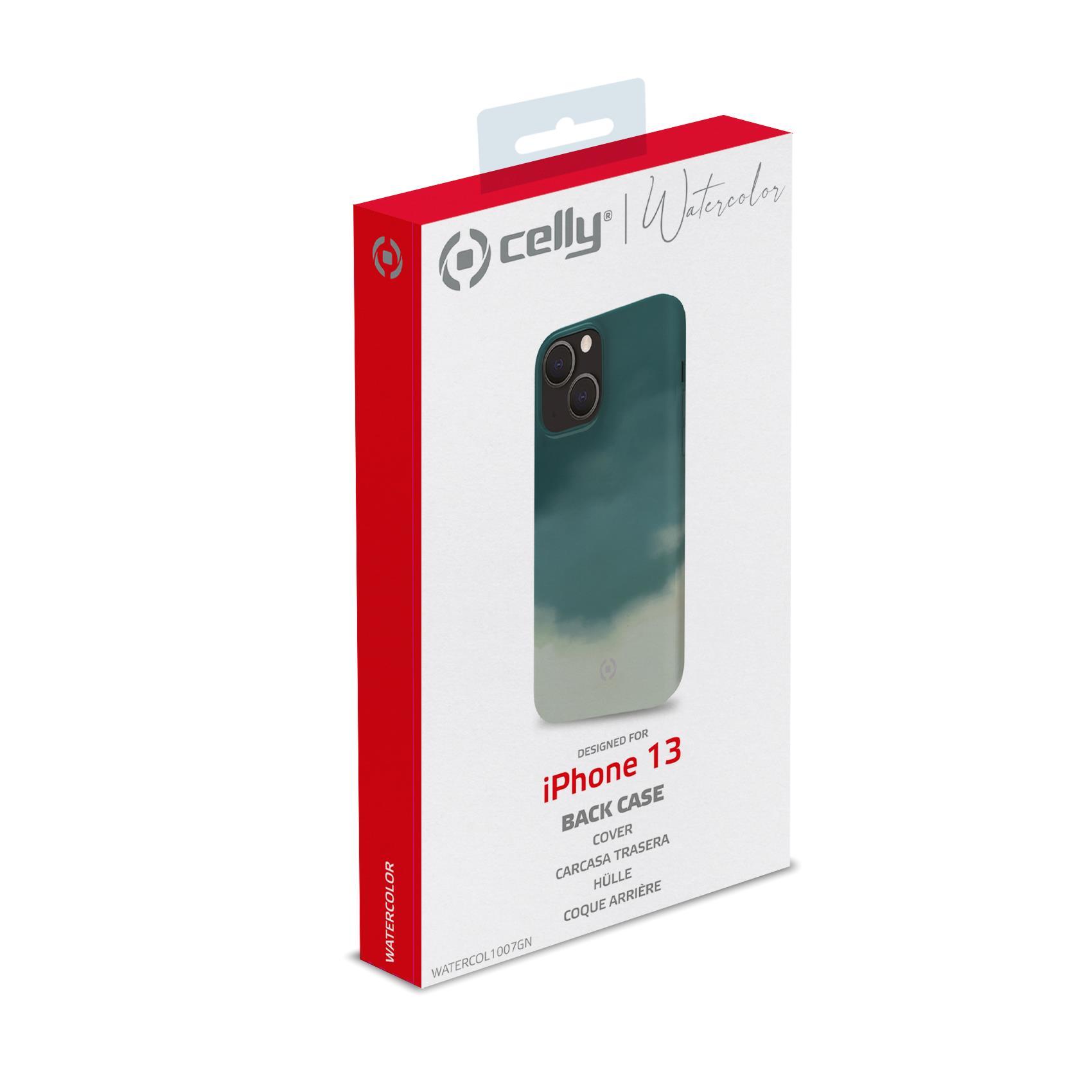 Celly Watercol - Cover per cellulare - TPU (poliuretano termoplastico), rivestimento in silicone - verde - per Apple iPhone 13