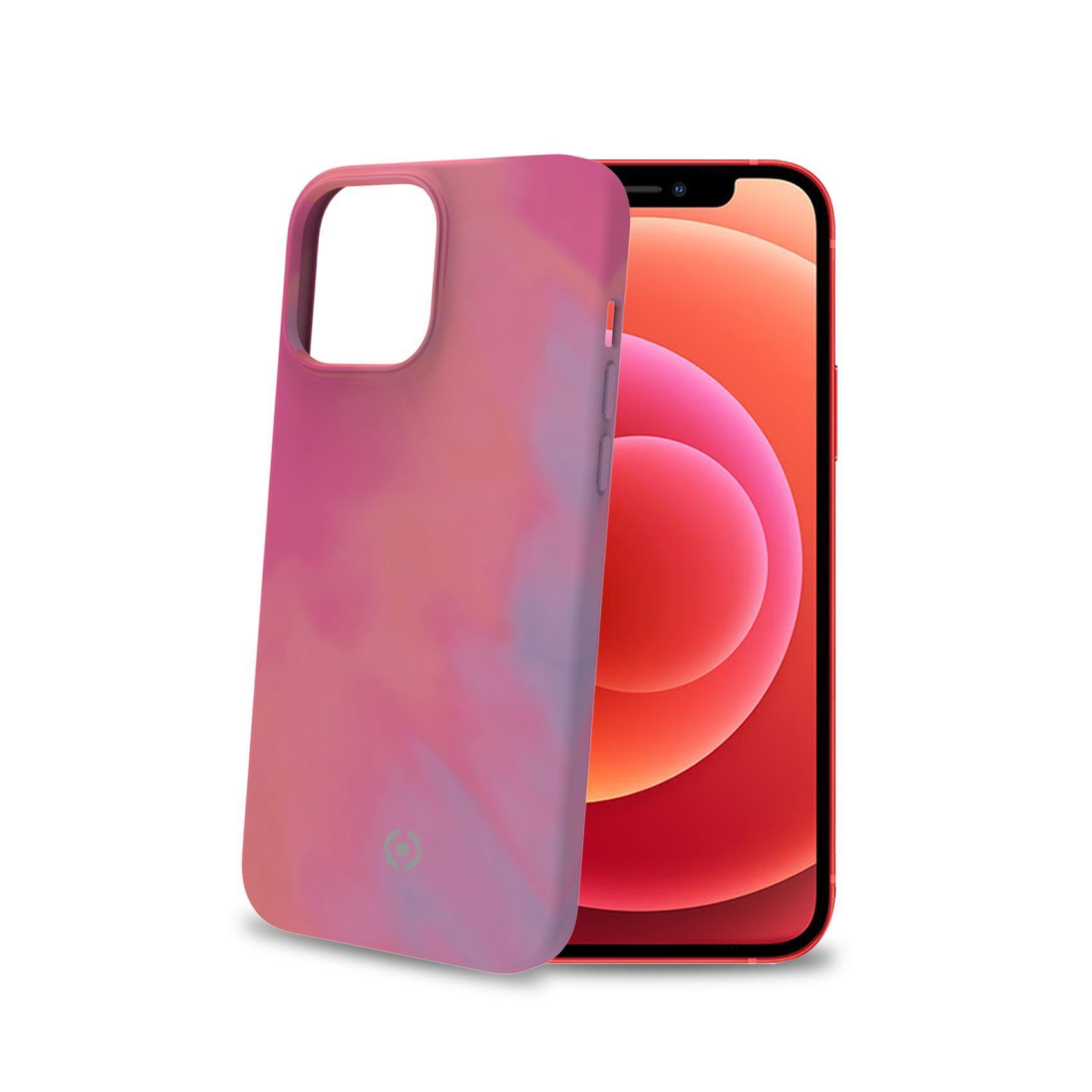 Celly Watercol - Cover per cellulare - TPU (poliuretano termoplastico), rivestimento in silicone - rosa - per Apple iPhone 13