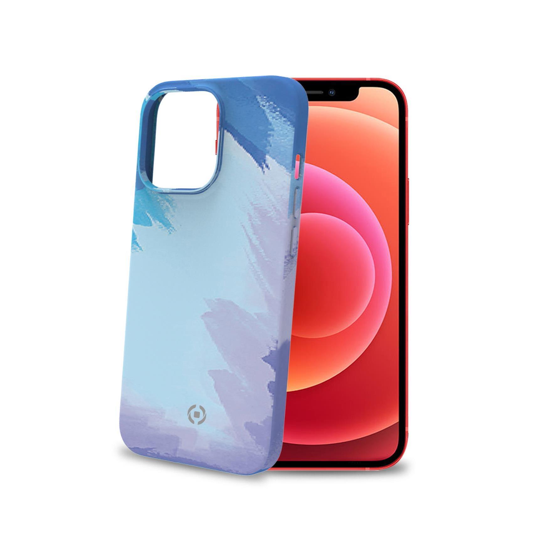 Celly Watercol - Cover per cellulare - TPU (poliuretano termoplastico), rivestimento in silicone - blu - per Apple iPhone 13 Pro