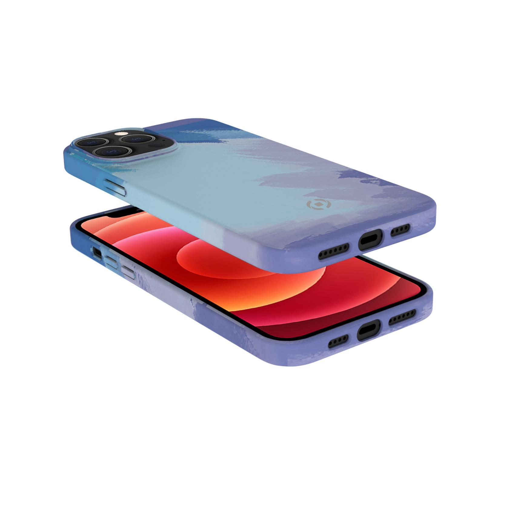 Celly Watercol - Cover per cellulare - TPU (poliuretano termoplastico), rivestimento in silicone - blu - per Apple iPhone 13 Pro Max