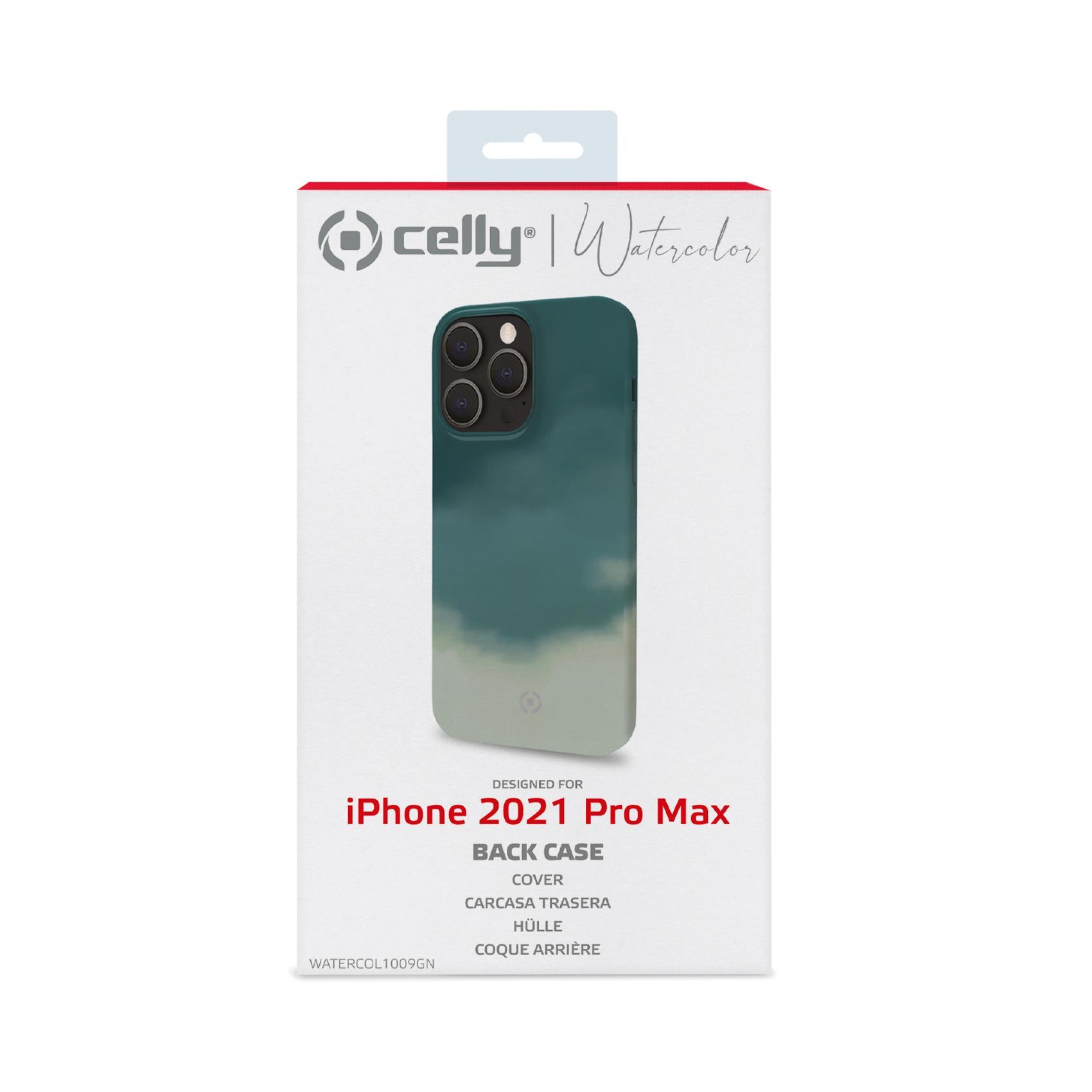 Celly Watercol - Cover per cellulare - TPU (poliuretano termoplastico), rivestimento in silicone - verde - per Apple iPhone 13 Pro Max