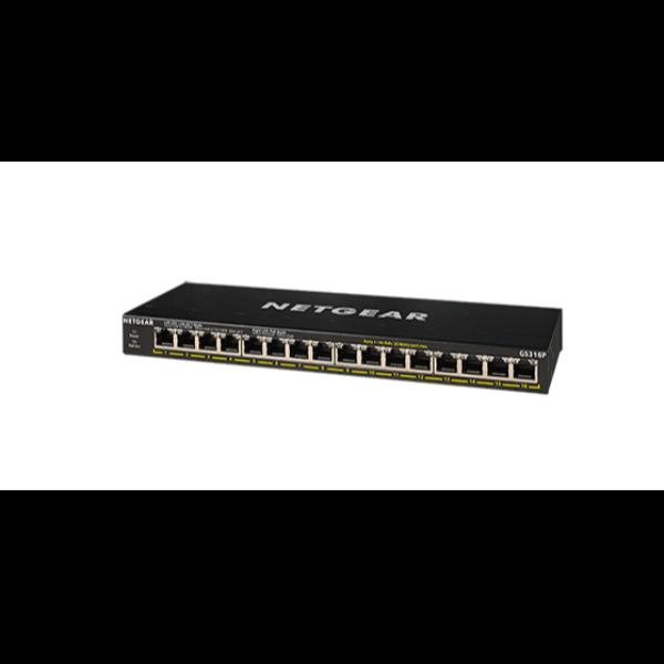 NETGEAR GS316P - Switch - unmanaged - 16 x 10/100/1000 (PoE+) - desktop, montaggio a parete - PoE+ (115 W)