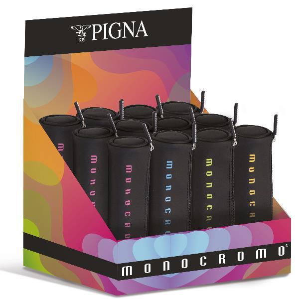 PIGNA MONOCROMO ESPOSITORE ASTUCCIO IN PLASTICA 20X6X6 CM NERO CON SCRITTA COLORATA CONF 12 Pz.