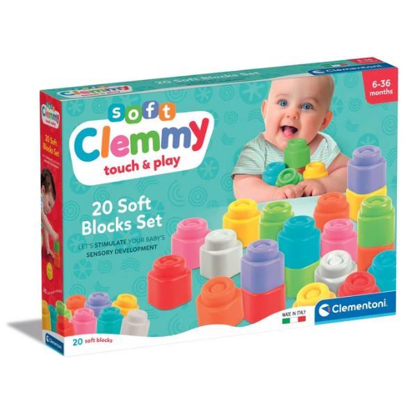 CLEMENTONI SOFT CLEMMY 20 MATTONCINI IN GOMMA GIOCO SENSORIALE IMPILABILI
