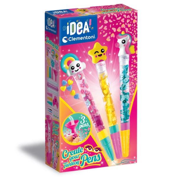 CLEMENTONI IDEA CREATE YOUR FANTASY PENS LABORATORIO PER CREARE 3 PENNE PERSONALIZZABILI